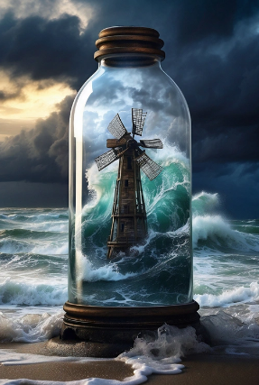 Fantasy Windmill in a Bottle